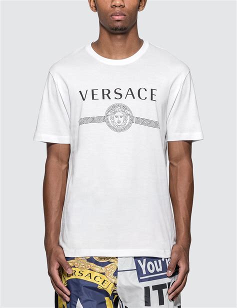 versace men's logo t-shirt - white - size small|Versace collection men shirt sale.